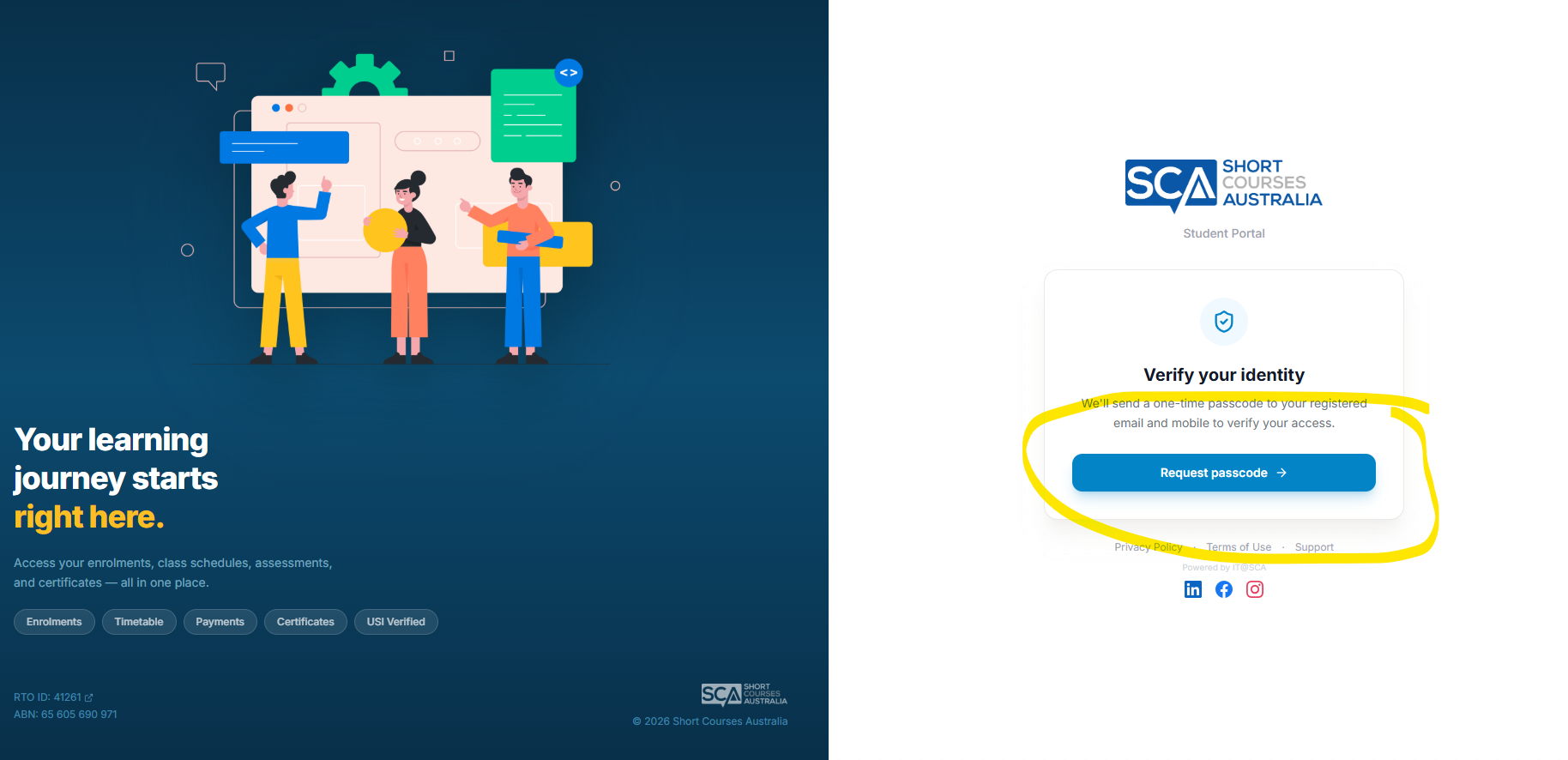 Student Portal sign-in and identity verification
